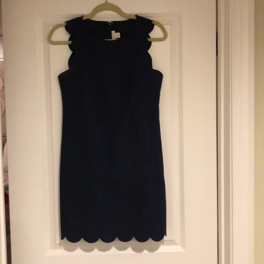 Sz 2 JCrew Navy Scolloped Dress